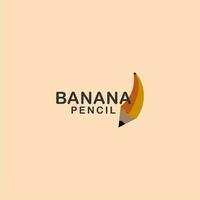 An illustration logo of bananas and yellow color pencil vector