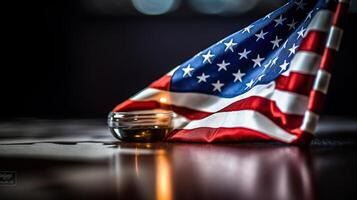 Martin Luther King Day Anniversary - American flag on abstract background, photo