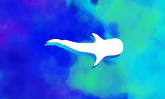 vector white shark background with blue color in ocean