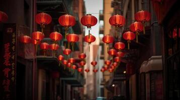 Chinese new year lanterns in china town, photo