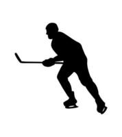 Hockey man shadow shape isolated on white background. Simple abstract vector silhouette icon. Sport concept.