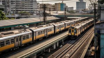 Train station with Moving train Mass Transportation, photo