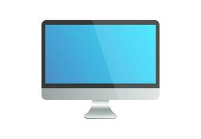 Realistic Computer Monitor Blue Glossy Display Vector Illustration