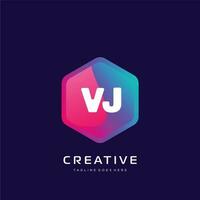 VJ initial logo With Colorful template vector. vector