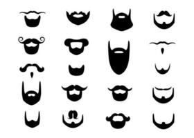 Facial hair vector, silhouettes of different types of beards, mustache icons illustration vector