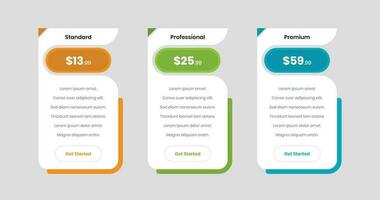 Minimal pricing comparison chart web ui template design vector