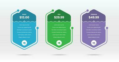 Simple price and plan comparison list with abstract shapes vector