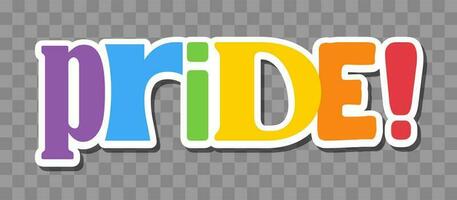 orgullo letras con arco iris bandera colores. diferente estilo letras formando el orgullo palabra. vector