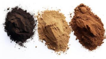 Set of coffee powder isolated on white, photo