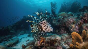 Scuba diving. Divers see a fabulous array of corals and fish, some even spot a seahorse and see how stingrays hover above the seabed, photo