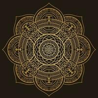 Gold Mandala Ornament Design Isolated On A Dark Background. vector