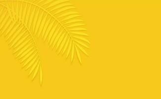 Vector Palm Leaf Silhouette Illustration With Text Space On A Vibrant Yellow Background.