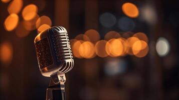 Sing - Retro Mic With Defocused Abstract Background, photo