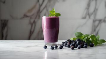 vaso de arándano zalamero con menta y Fresco bayas. generativo ai foto