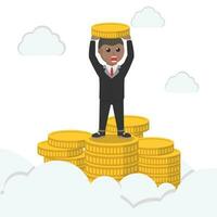 businessman african in the stack of money design character on white background vector