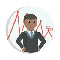 businessman african in circle frame down progress design character on white background vector