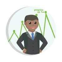 businessman african in circle frame up progress design character on white background vector