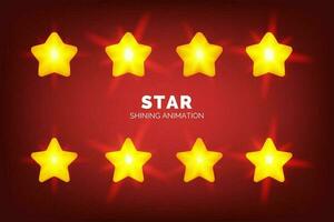 A vector of 3d golden stars, shining light animation. Ideal for web and mobile app design, illustration, graphic, icon. For premium and positive feedback  and ranking services