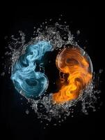 fuego y agua - yin yang concepto - tao símbolo, generativo ai foto