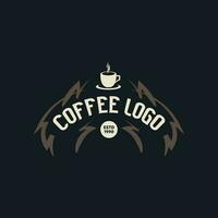 café tienda logo, Insignia y etiqueta diseño elemento. taza, frijoles, café Clásico estilo objeto. retro vector ilustración.