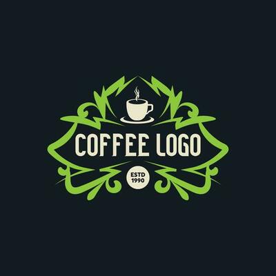 Coffee Shop Logo, Badge and Label Design Element. Cup, beans, cafe vintage style object. retro vector illustration.