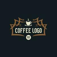 Coffee Shop Logo, Badge and Label Design Element. Cup, beans, cafe vintage style object. retro vector illustration.