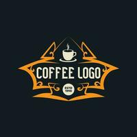 Coffee Shop Logo, Badge and Label Design Element. Cup, beans, cafe vintage style object. retro vector illustration.