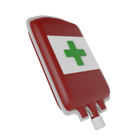 3d render icon illustration medicine emergency blood plasma transfusion injection bag png
