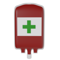 3d render ícone ilustração remédio emergência sangue plasma transfusão injeção saco png