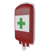 3d render icon illustration medicine emergency blood plasma transfusion injection bag png