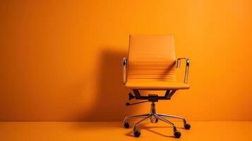 Office chair on orange background, generative ai photo