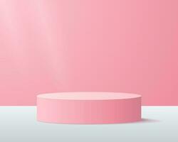 3d background products display podium. background vector 3d rendering with podium. stand to show cosmetic product on podium 3d. Stage showcase on pedestal display white and pink background studio