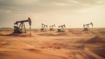 Oil drill rig and pump jack background, photo