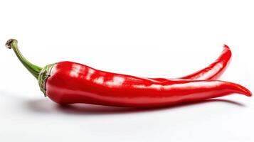 Hot chili peppers with clipping path, Chili on white isolated, generative ai photo