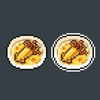 spicy squid cuisine in pixel art style vector