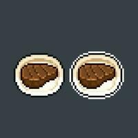 beef steak in pixel art style vector