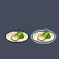 Bacang indonesian traditional food in pixel art style vector