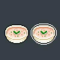 creamy soup in pixel art style vector