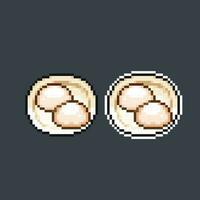 meatbun on the plate in pixel art style vector