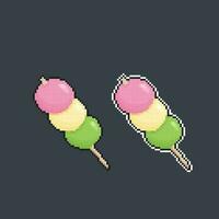 dango dumpling in pixel art style vector