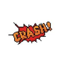 crash effect text in pixel art style vector