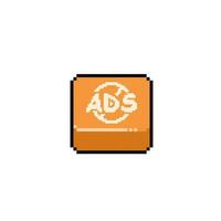 ads button in pixel art style vector