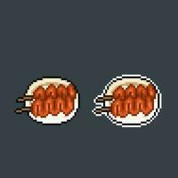 fried intestine in pixel art style vector