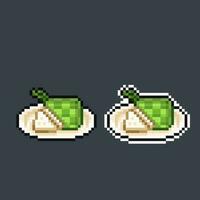 ketupat indonesian traditional food in pixel art style vector