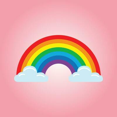 3D colorful rainbow with cloud rainbow vector art
