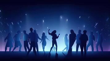 Young happy people are dancing in club. Nightlife and disco concept, photo