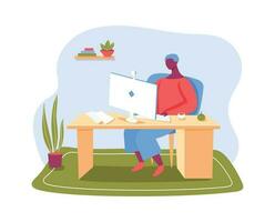 Freelance worker work from home, remotely job vector