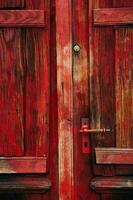 Painted red wooden door photo