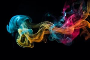 Colorful smoke isolated on black background. Abstract background of colorful smoke. photo