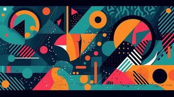 Abstract background with geometric elements and memphis style. photo